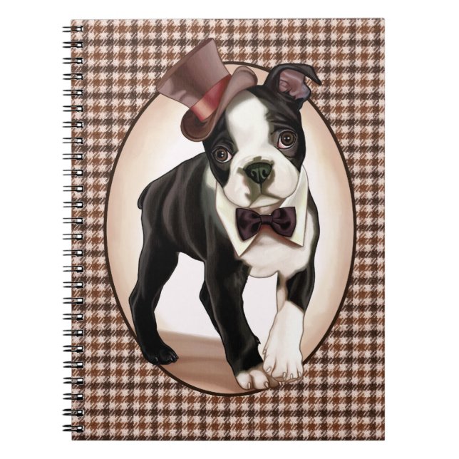 Cuaderno Houndstooth Boston Terrier (Frente)