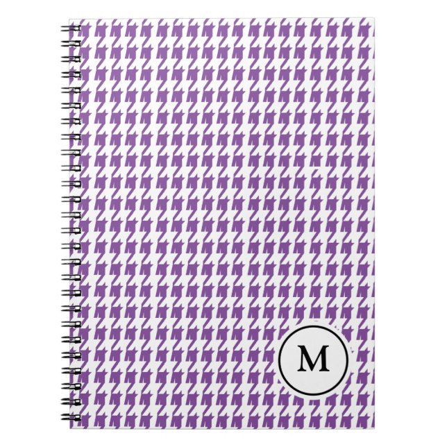 Cuaderno Houndstooth púrpura y blanco del | del (Frente)