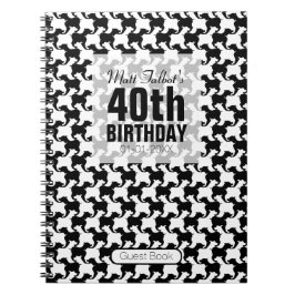Cuaderno Houndstoth Tesselation Dog 40 cumpleaños Guest B