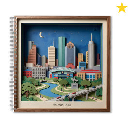 Cuaderno Houston Texas America Layered Paper Art Diorama