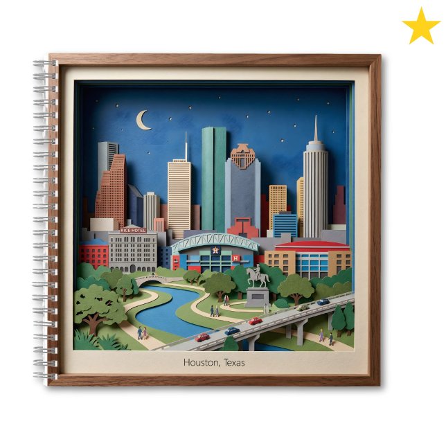 Cuaderno Houston Texas America Layered Paper Art Diorama (Subido por el creador)