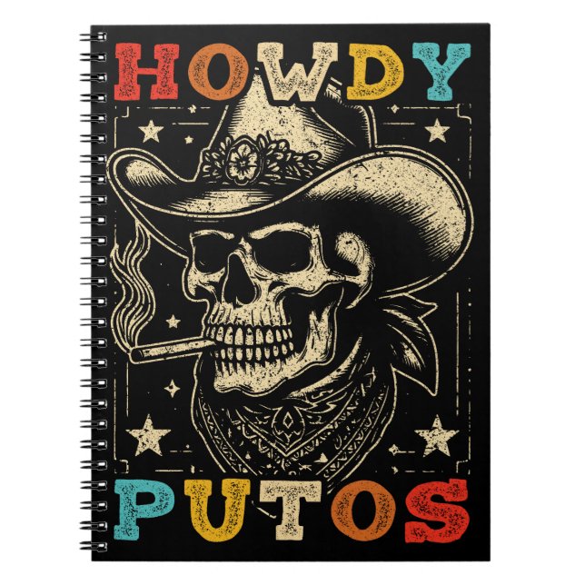 Cuaderno Howdy Putos Funny Skull Retro Vintage (Frente)