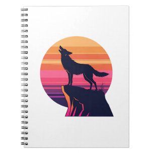 Cuaderno Howl at the Dusk - Retro Coyote Sunset