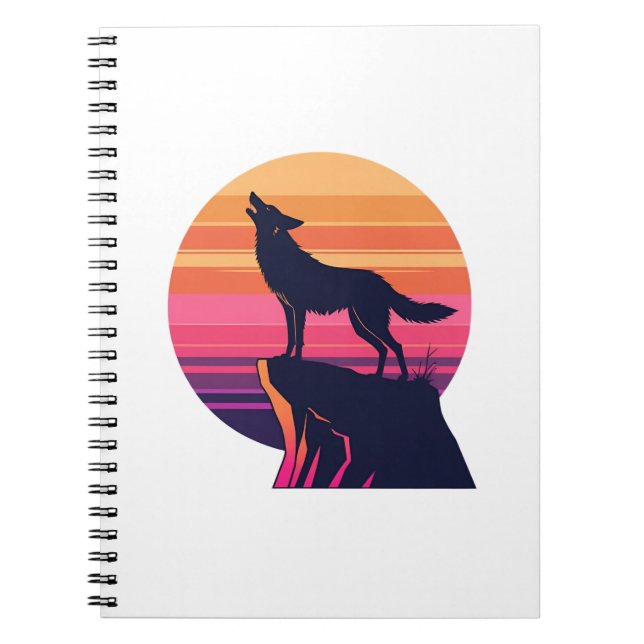Cuaderno Howl at the Dusk - Retro Coyote Sunset (Frente)