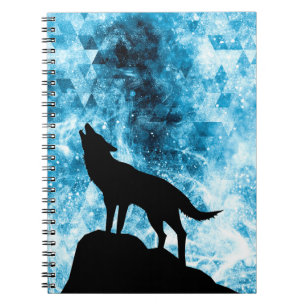 Cuaderno Howling Wolf Winter humo azul de nieve Resumen