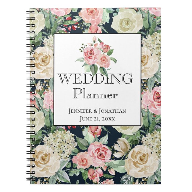 Cuaderno Huele a los Rosas, planificador de bodas con patro (Frente)