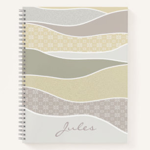 Cuaderno Huelga de curva verde rosa amarilla Abstract Waves