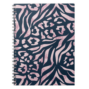 Cuaderno Huella animal, leopardo, tigre, azul, rosa, piel,