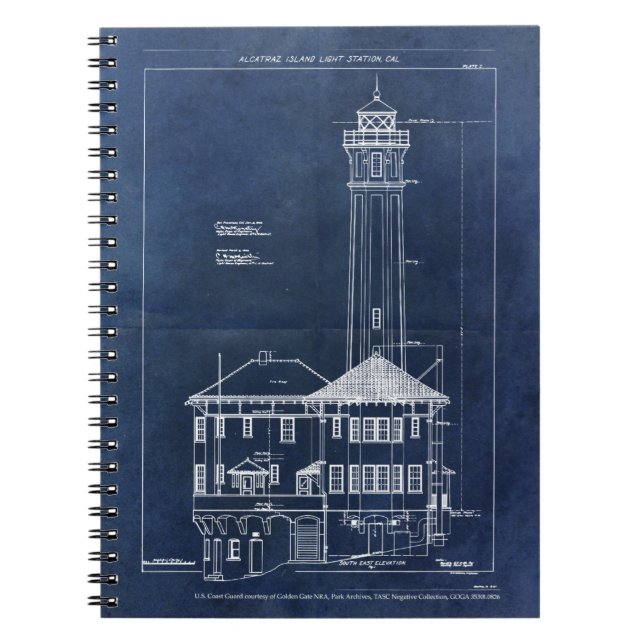 Cuaderno Huella azul del faro de la isla de Alcatraz (Frente)
