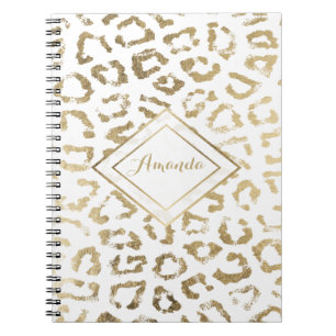 Cuaderno Huella de animales de imitación de leopardo dorad