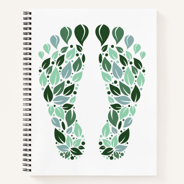 Cuaderno Huella de hoja verde ecológica (Anverso)