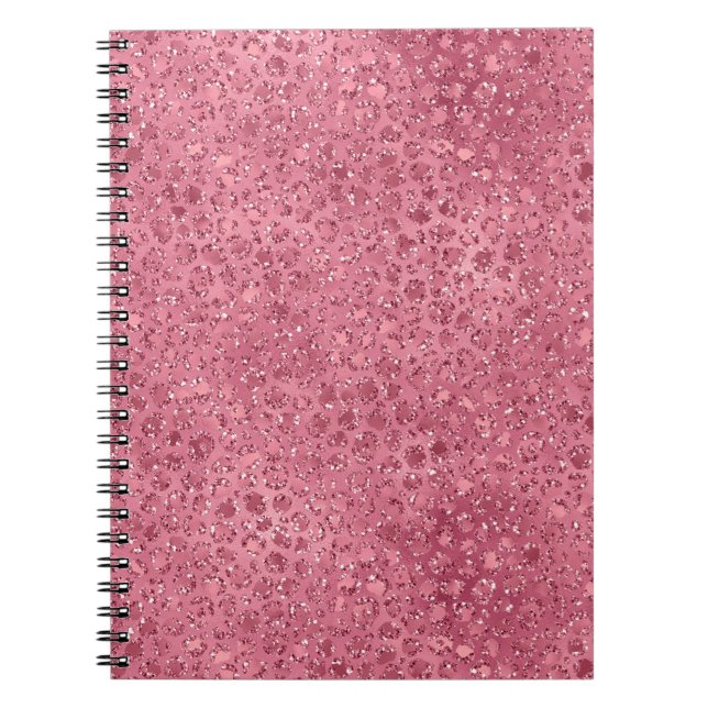 Cuaderno Huella de Leopardo de la Purpurina Girly Pink (Frente)