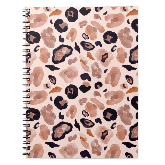Cuaderno Huella de leopardo, sin costuras, de fondo beige. (Frente)