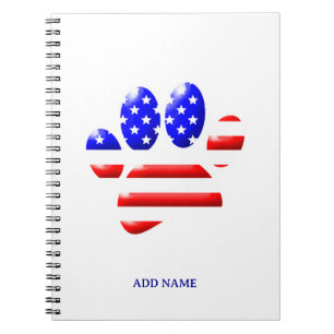 Cuaderno Huella de pata de perro con bandera de EE. UU.