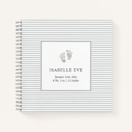 Cuaderno Huella del bebé Gris Strips Baby Memory Book