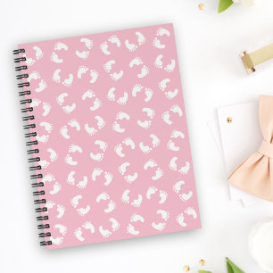 Cuaderno Huellas de Bebé, Pies de Bebés, Huellas, Niña Rosa