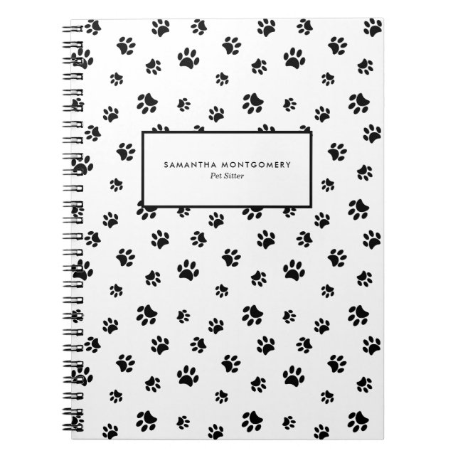 Cuaderno Huellas de Garra Negras Cuidadora de Mascotas Prof (Frente)