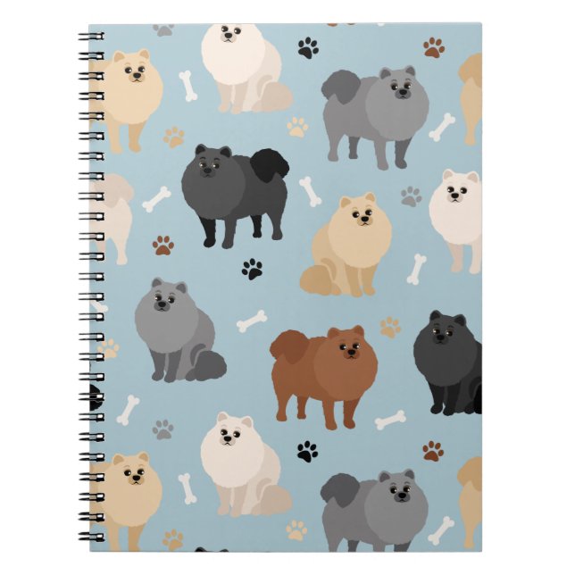 Cuaderno Huellas de púas y huesos de perro de Pomerania (Frente)
