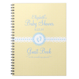 Cuaderno Huellas del bebé amarillas y libro de visitas azu