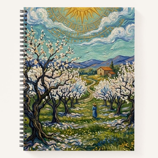 Cuaderno Huerto de almendros al estilo de Van Gogh, primave (Anverso)
