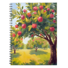 Cuaderno Huerto de manzanas otoño caída acuarela