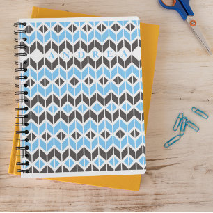 Cuaderno Hueso de arenque geométrico gris oscuro