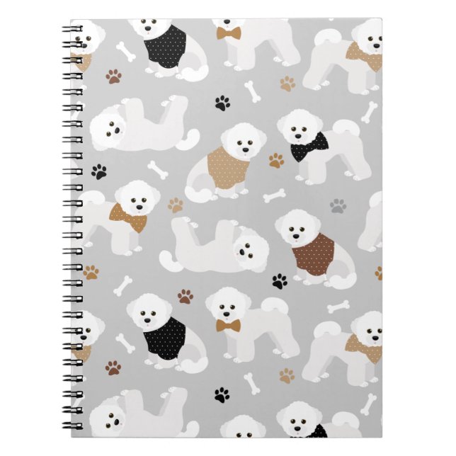 Cuaderno Huesos de Bichon Frise y gris (Frente)