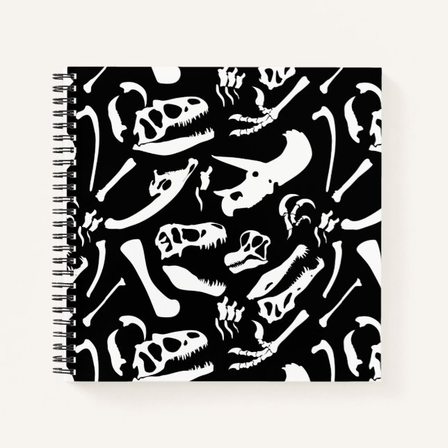 Cuaderno Huesos de dinosaurio (blanco y negro) (Anverso)