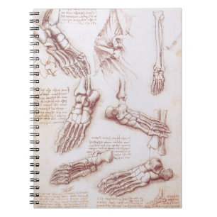 Cuaderno Huesos del pie de la anatomía humana de Leonardo d