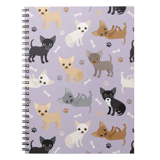 Cuaderno Huesos y garras de Chihuahua púrpura (Frente)