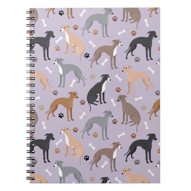 Cuaderno Huesos y patas de perro de Greyhound de Italia (Frente)