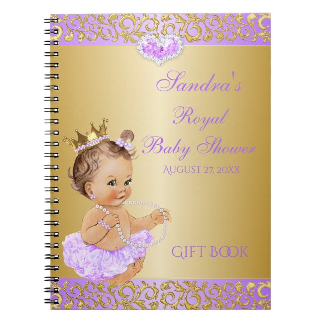 Cuaderno Huésped de princesa Lilac Lavender Gold Gift (Frente)