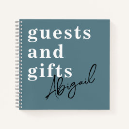 Cuaderno Huésped simple y moderno de acuarela Verde azulada