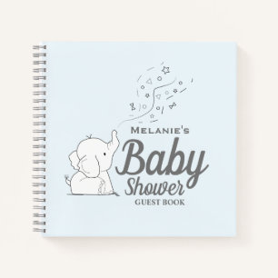 Cuaderno Huéspedes de Baby Shower Cute Elephant and Confet