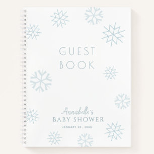 Cuaderno Huéspedes de Baby Shower de Blue Snowflake Boy