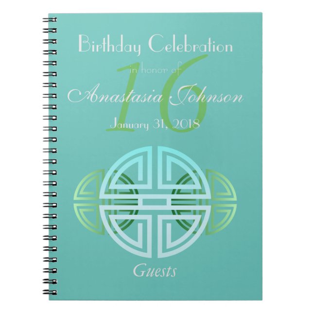 Cuaderno Huéspedes de encargo del cumpleaños de los adornos (Frente)