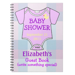 Cuaderno Huéspedes púrpuras de Baby Shower