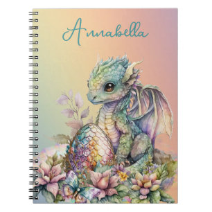 Cuaderno Huevo de Dragón Bebé Adorable en Arcoíris