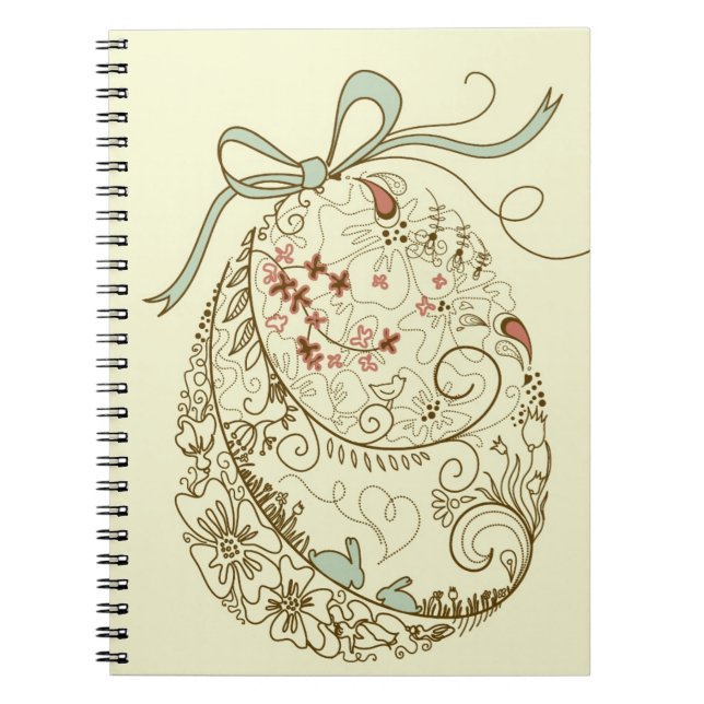 Cuaderno Huevo de Pascua con los elementos florales (Frente)