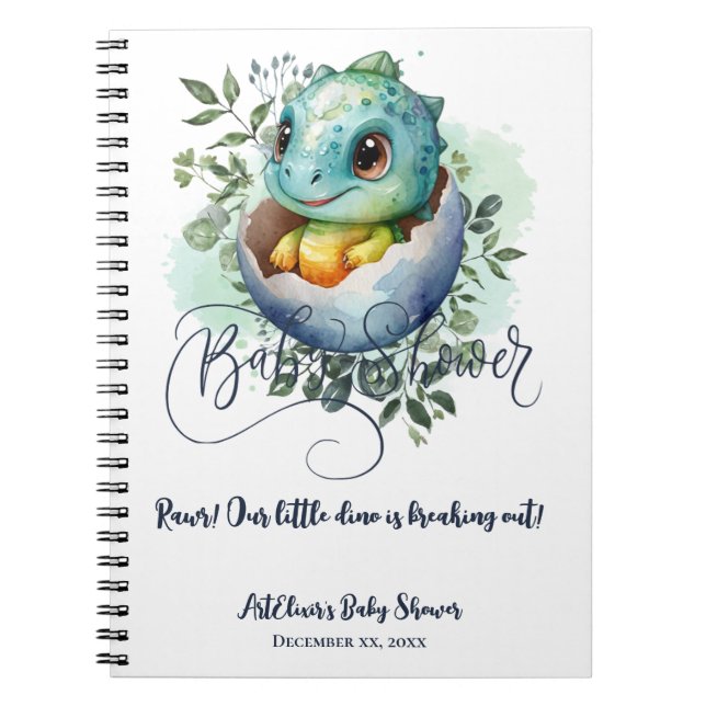 Cuaderno Huevos de dinosaurio Cute acuarela deja Baby Showe (Frente)