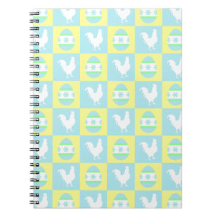 Cuaderno Huevos de gallo de patrón de tablero de chequeo de
