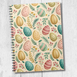 Cuaderno Huevos de Pascua antiguos con capullos florales