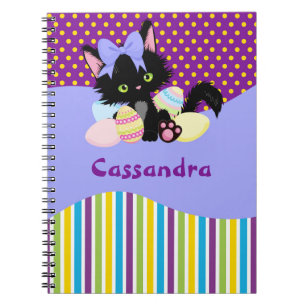 Cuaderno Huevos de pascua de gatito negro y rayas