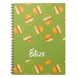 Cuaderno Huevos en cesta marrón en verde