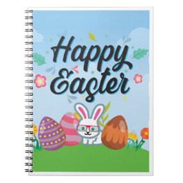 Cuaderno Huevos Felices de Pascua Conejo y Flores