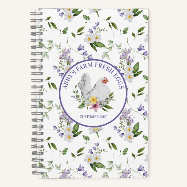 Cuaderno Huevos Frescos De Granja Floral De Pollo (Anverso)