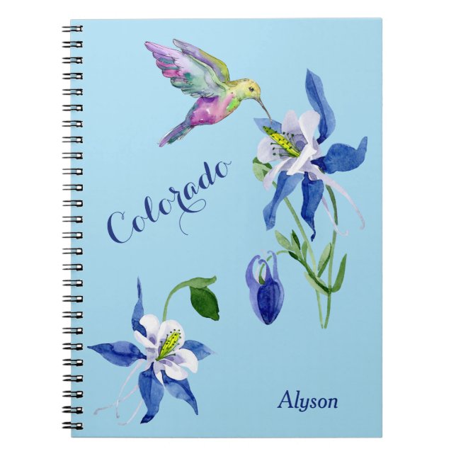 Cuaderno Hummingbird Blue Columbine Garden (Frente)