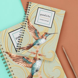 Cuaderno Hummingbird de cobre y turquesa con oro