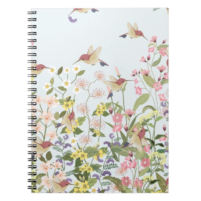 Cuaderno Hummingbird Floral Garden Vintage Ilustracion (Frente)