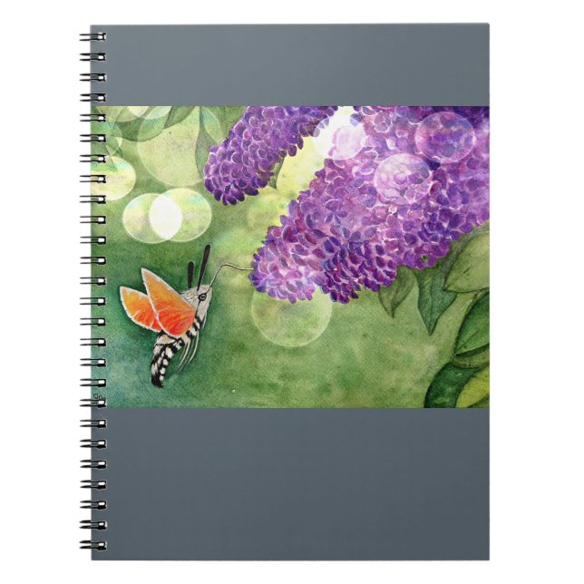 Cuaderno Hummingbird Hawk Moth y Lilacs (Frente)
